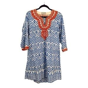 ANTHROPOLOGIE 10 BELLA TU BY GOPI VAID Embroidered Tunic Dress